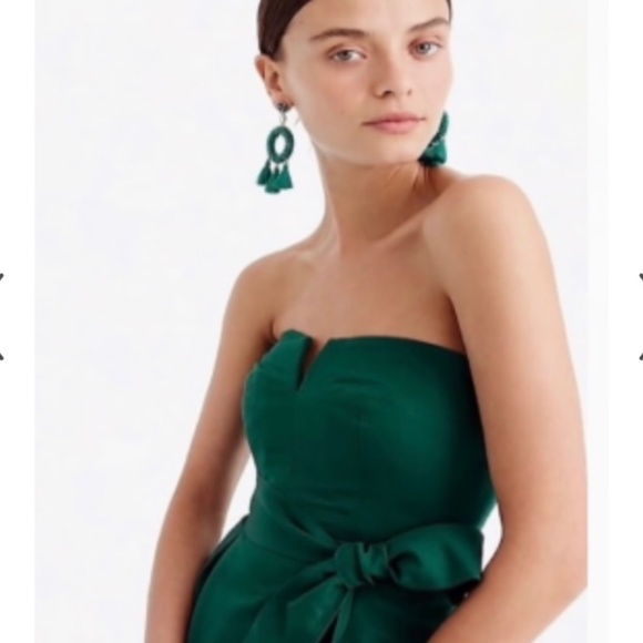 J.Crew NWT Tie-Waist Strapless Dress in Faille Green Size 4 - Picture 6 of 6